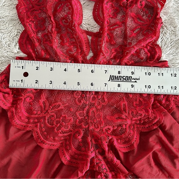 Women’s Sexy Red Lace Teddy Lingerie Size Small  STRETCHY New - Picture 7 of 7